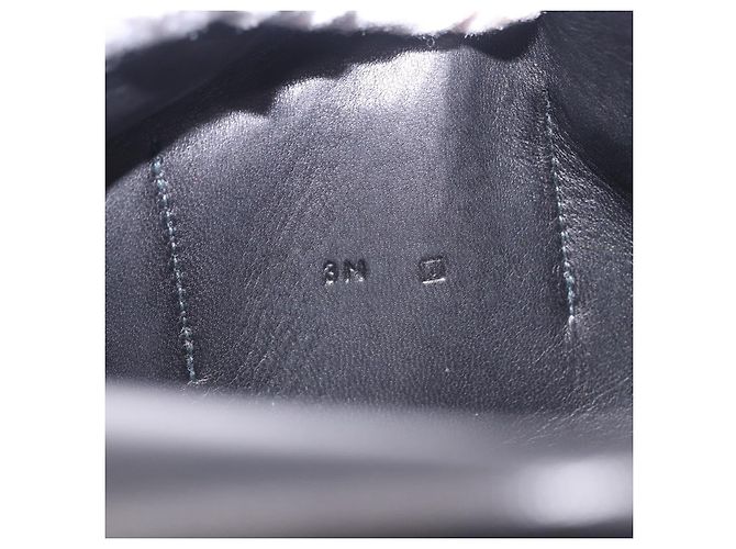 Hermès Portafoglio HERMES Dogon GM in pelle nera argento Auth 203322 Nero - vista 21