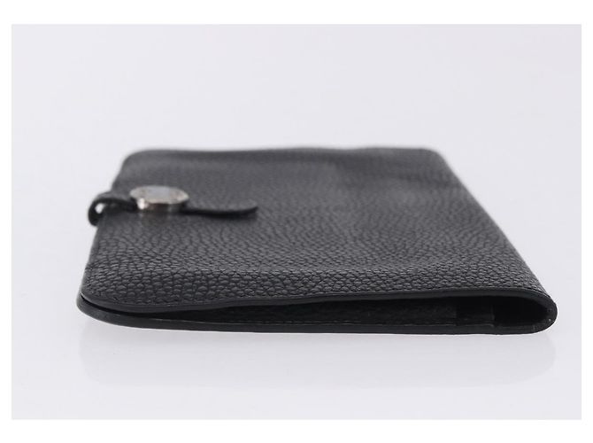 Hermès Portafoglio HERMES Dogon GM in pelle nera argento Auth 203322 Nero - vista 4
