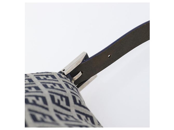 Borsa a tracolla FENDI Zucchino Canvas Mamma Baguette Navy Silver Auth 200709V Argento Blu navy - vista 10