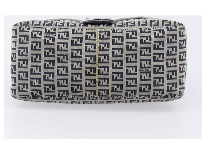 Borsa a tracolla FENDI Zucchino Canvas Mamma Baguette Navy Silver Auth 200709V Argento Blu navy - vista 11