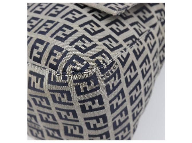 Borsa a tracolla FENDI Zucchino Canvas Mamma Baguette Navy Silver Auth 200709V Argento Blu navy - vista 13