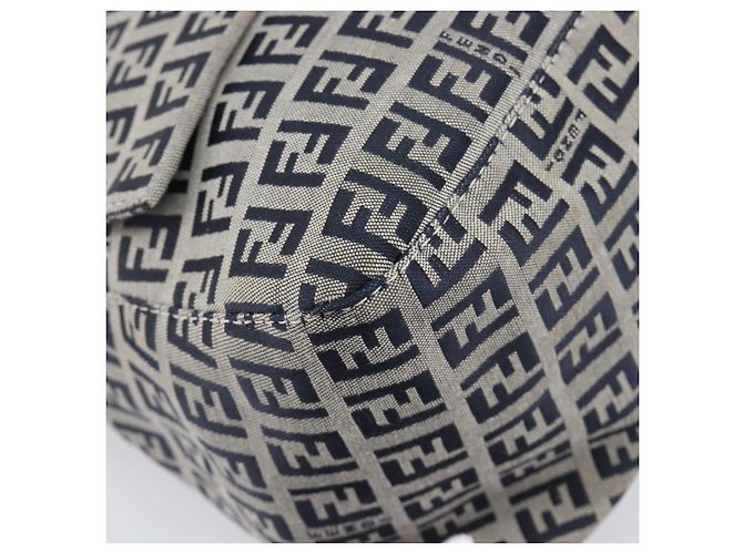 Borsa a tracolla FENDI Zucchino Canvas Mamma Baguette Navy Silver Auth 200709V Argento Blu navy - vista 14