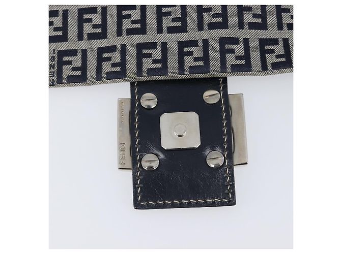 Borsa a tracolla FENDI Zucchino Canvas Mamma Baguette Navy Silver Auth 200709V Argento Blu navy - vista 20