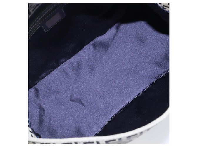 Borsa a tracolla FENDI Zucchino Canvas Mamma Baguette Navy Silver Auth 200709V Argento Blu navy - vista 22