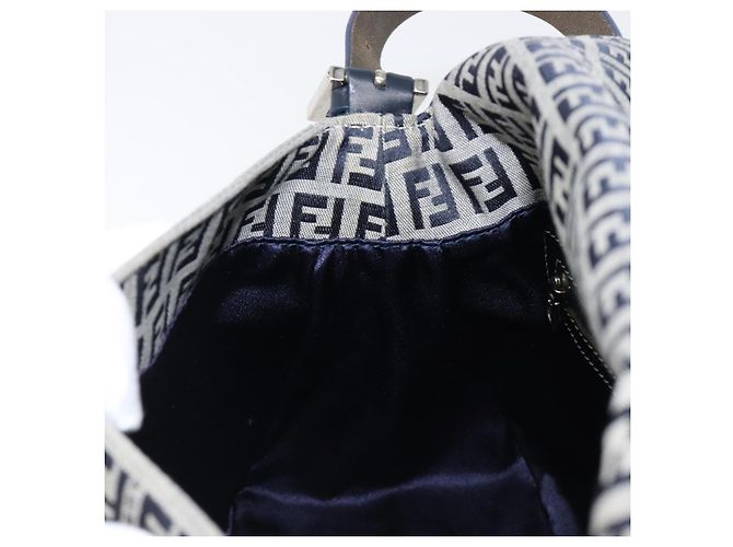 Borsa a tracolla FENDI Zucchino Canvas Mamma Baguette Navy Silver Auth 200709V Argento Blu navy - vista 24