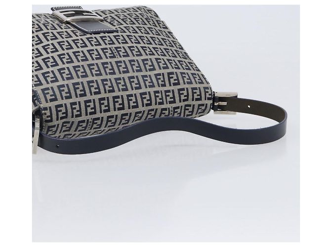 Borsa a tracolla FENDI Zucchino Canvas Mamma Baguette Navy Silver Auth 200709V Argento Blu navy - vista 7