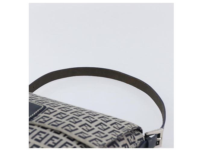 Borsa a tracolla FENDI Zucchino Canvas Mamma Baguette Navy Silver Auth 200709V Argento Blu navy - vista 8