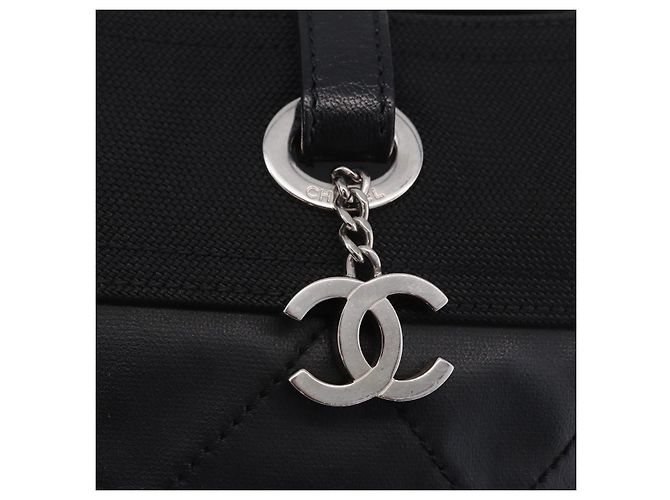 Borsa a mano CHANEL Paris Biarritz PVC Canvas Black Silver CC Auth 202681V Nero Argento - vista 14