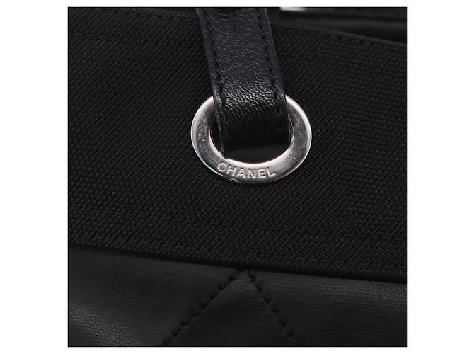 Borsa a mano CHANEL Paris Biarritz PVC Canvas Black Silver CC Auth 202681V Nero Argento - vista 15