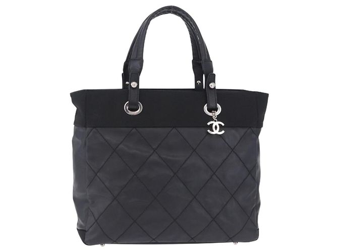 Borsa a mano CHANEL Paris Biarritz PVC Canvas Black Silver CC Auth 202681V Nero Argento - vista 2