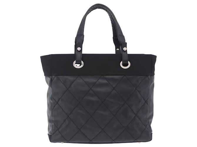 Borsa a mano CHANEL Paris Biarritz PVC Canvas Black Silver CC Auth 202681V Nero Argento - vista 3