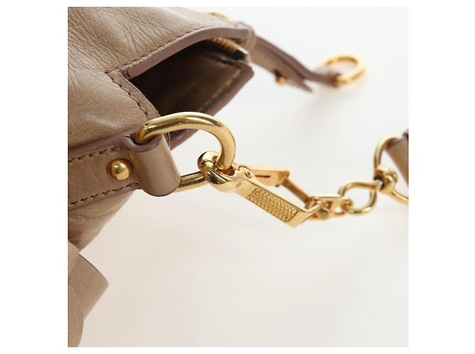 Borsa Miu Miu Vitellolux 2way Beige Gold Auth 203013V D'oro - vista 10