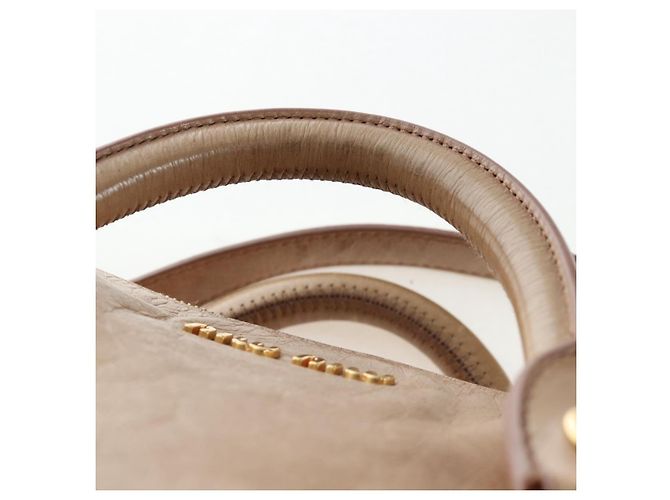 Borsa Miu Miu Vitellolux 2way Beige Gold Auth 203013V D'oro - vista 14