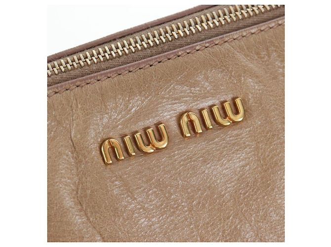 Borsa Miu Miu Vitellolux 2way Beige Gold Auth 203013V D'oro - vista 20