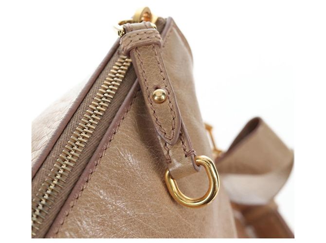 Borsa Miu Miu Vitellolux 2way Beige Gold Auth 203013V D'oro - vista 21
