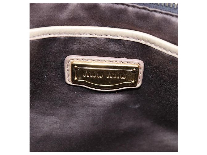 Borsa Miu Miu Vitellolux 2way Beige Gold Auth 203013V D'oro - vista 22