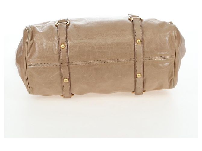 Borsa Miu Miu Vitellolux 2way Beige Gold Auth 203013V D'oro - vista 5
