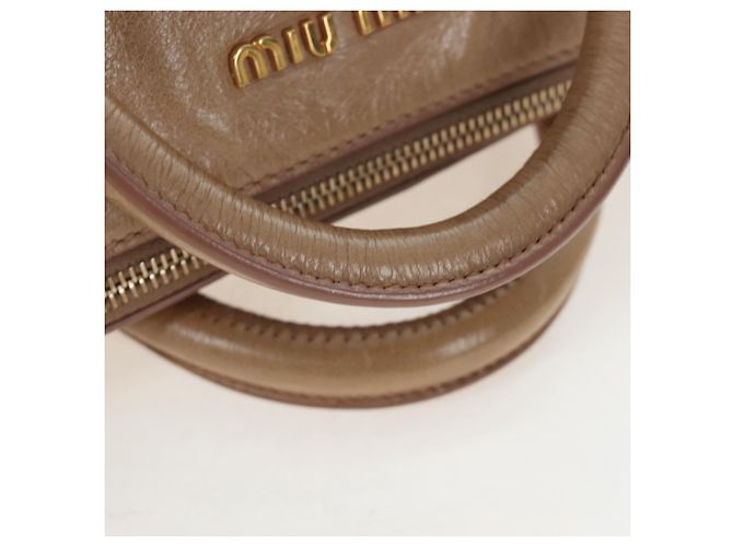 Borsa Miu Miu Vitellolux 2way Beige Gold Auth 203013V D'oro - vista 7