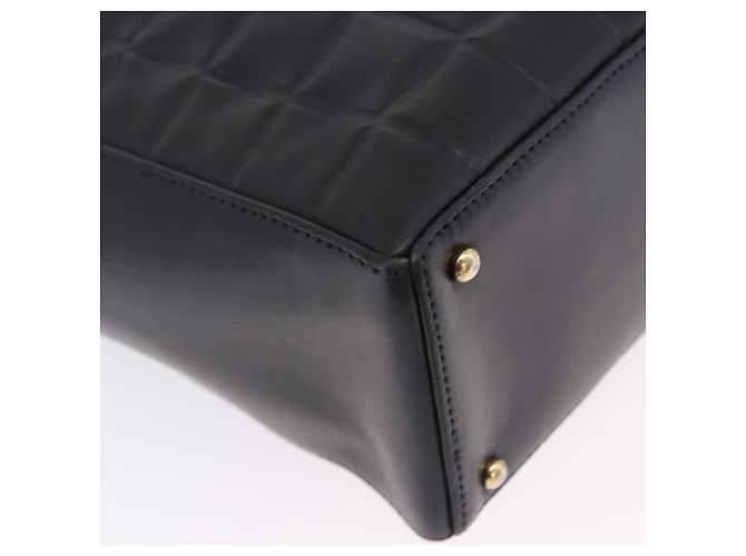 CHANEL Choco Bar Schultertasche aus Lammleder Schwarz Gold CC Auth 200511V Golden - Ansicht 12