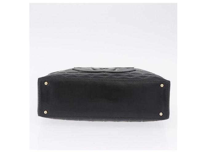 CHANEL Choco Bar Schultertasche aus Lammleder Schwarz Gold CC Auth 200511V Golden - Ansicht 9