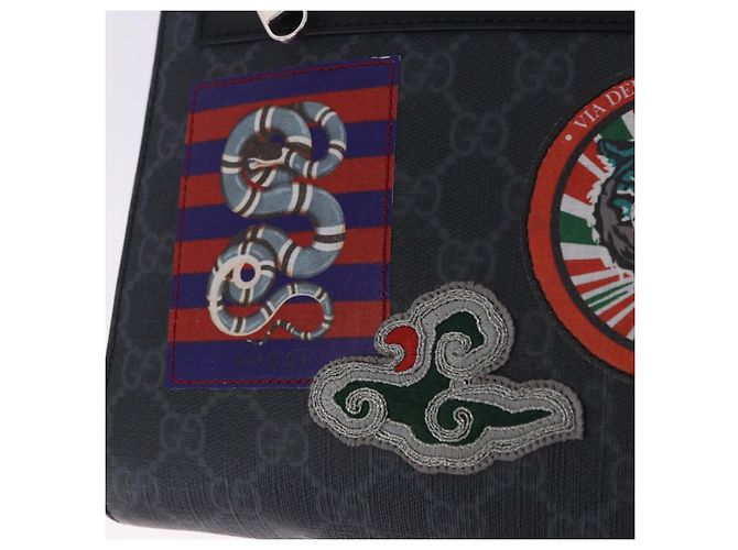 Borsa a tracolla GUCCI GG Supreme Sherry Line PVC Nero Argento 547751 Auth 203212M - vista 18