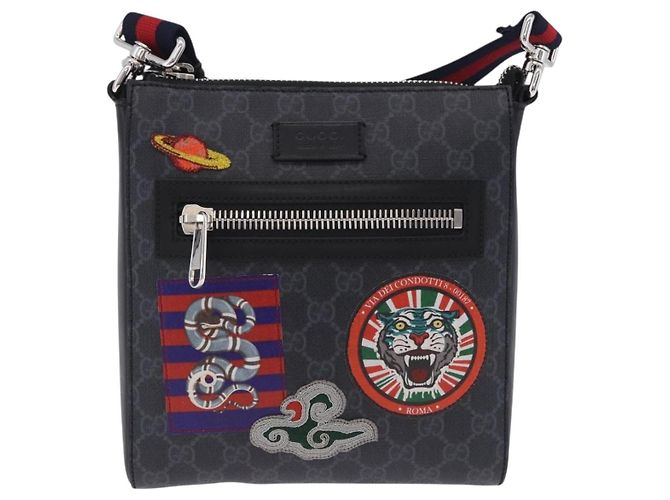 Borsa a tracolla GUCCI GG Supreme Sherry Line PVC Nero Argento 547751 Auth 203212M - vista 2
