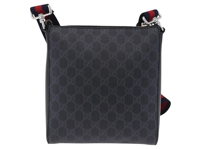 Borsa a tracolla GUCCI GG Supreme Sherry Line PVC Nero Argento 547751 Auth 203212M - vista 3
