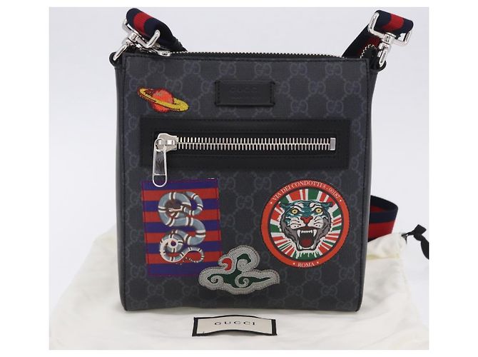 Borsa a tracolla GUCCI GG Supreme Sherry Line PVC Nero Argento 547751 Auth 203212M - vista 30