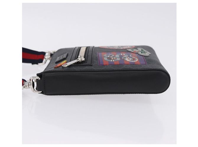 Borsa a tracolla GUCCI GG Supreme Sherry Line PVC Nero Argento 547751 Auth 203212M - vista 5