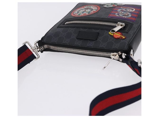 Borsa a tracolla GUCCI GG Supreme Sherry Line PVC Nero Argento 547751 Auth 203212M - vista 6