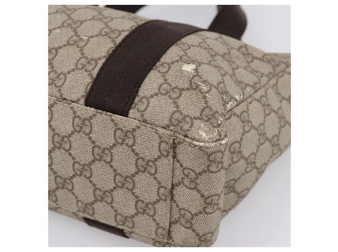 Borsa Tote GUCCI GG Supreme PVC Beige Silver 141976 Auth 202691 Argento - vista 10