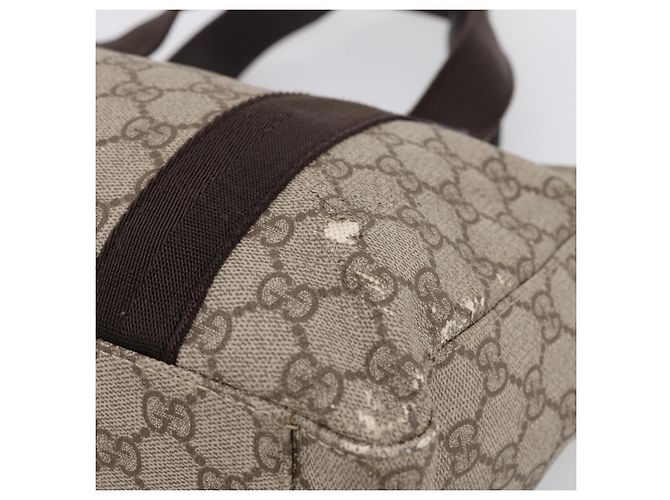 Borsa Tote GUCCI GG Supreme PVC Beige Silver 141976 Auth 202691 Argento - vista 11