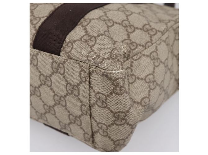 Borsa Tote GUCCI GG Supreme PVC Beige Silver 141976 Auth 202691 Argento - vista 13