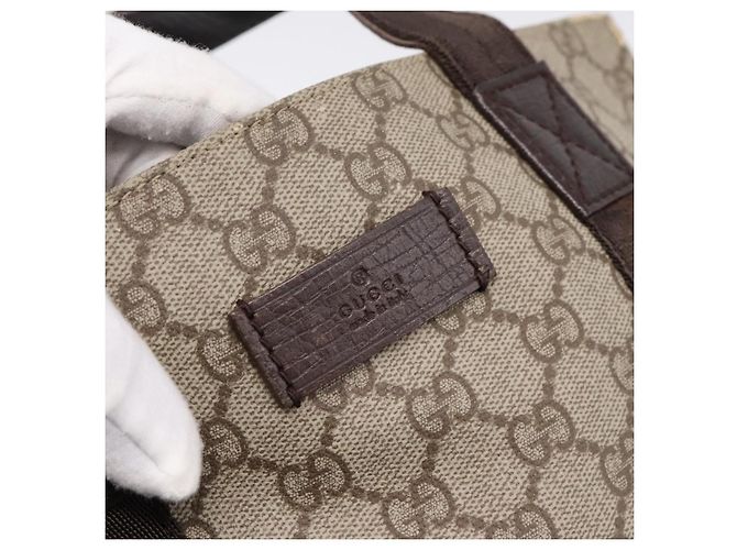 Borsa Tote GUCCI GG Supreme PVC Beige Silver 141976 Auth 202691 Argento - vista 15