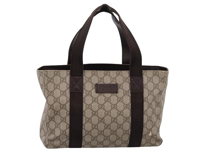Borsa Tote GUCCI GG Supreme PVC Beige Silver 141976 Auth 202691 Argento - vista 2
