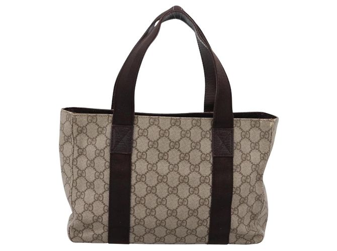 Borsa Tote GUCCI GG Supreme PVC Beige Silver 141976 Auth 202691 Argento - vista 3