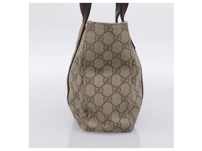 Borsa Tote GUCCI GG Supreme PVC Beige Silver 141976 Auth 202691 Argento - vista 4