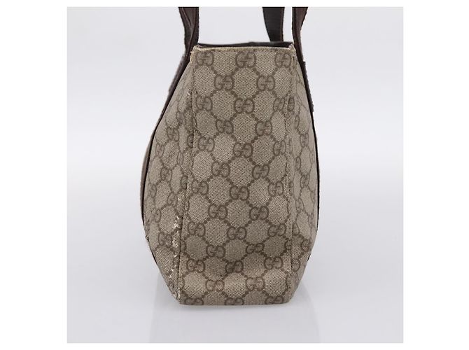 Borsa Tote GUCCI GG Supreme PVC Beige Silver 141976 Auth 202691 Argento - vista 5