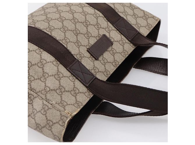 Borsa Tote GUCCI GG Supreme PVC Beige Silver 141976 Auth 202691 Argento - vista 6