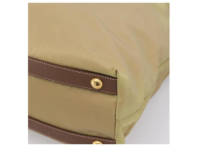 PRADA Handtasche Nylon Leder 2way Beige Gold Auth 203008 Golden - Ansicht 13