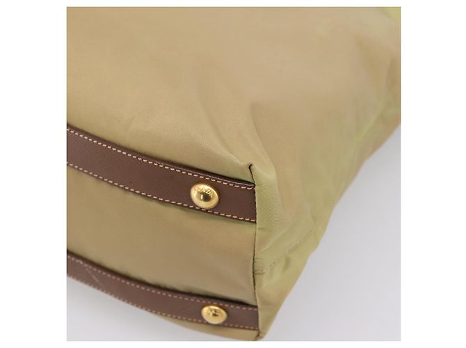 PRADA Handtasche Nylon Leder 2way Beige Gold Auth 203008 Golden - Ansicht 15