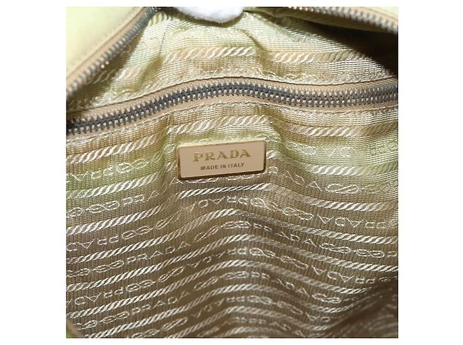 PRADA Handtasche Nylon Leder 2way Beige Gold Auth 203008 Golden - Ansicht 18