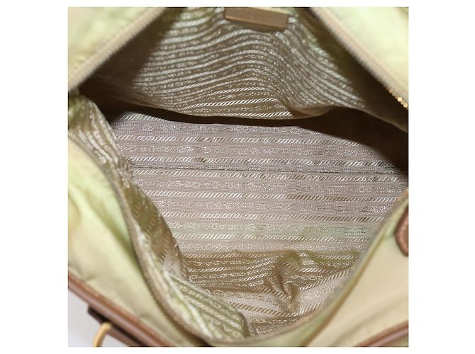 PRADA Handtasche Nylon Leder 2way Beige Gold Auth 203008 Golden - Ansicht 19