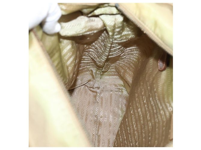 PRADA Handtasche Nylon Leder 2way Beige Gold Auth 203008 Golden - Ansicht 21