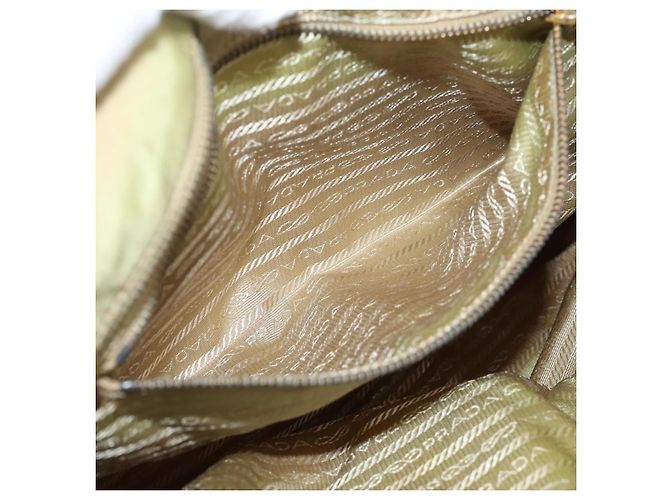 PRADA Handtasche Nylon Leder 2way Beige Gold Auth 203008 Golden - Ansicht 23