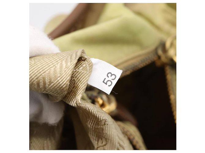PRADA Handtasche Nylon Leder 2way Beige Gold Auth 203008 Golden - Ansicht 24