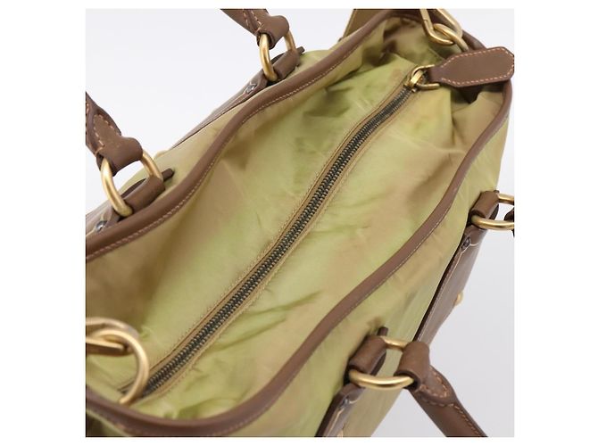 PRADA Handtasche Nylon Leder 2way Beige Gold Auth 203008 Golden - Ansicht 6