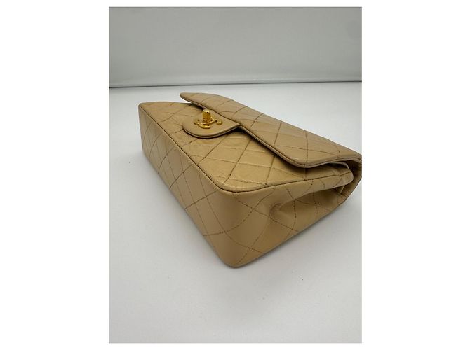 Chanel Classic Double Flap Small - Borsa a tracolla pelle d'agnello beige - vista 10