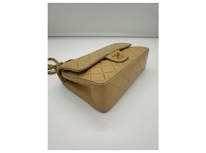 Chanel Classic Double Flap Small - Borsa a tracolla pelle d'agnello beige - vista 9