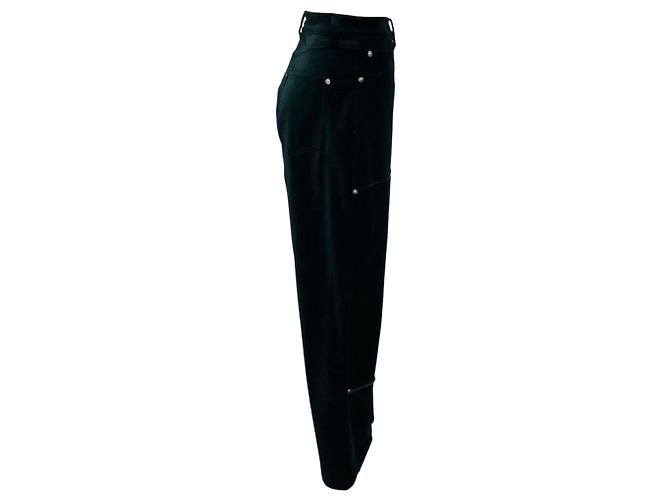Re/Done Spruce Velvet Workwear Wide Leg Jeans Verde - vista 2